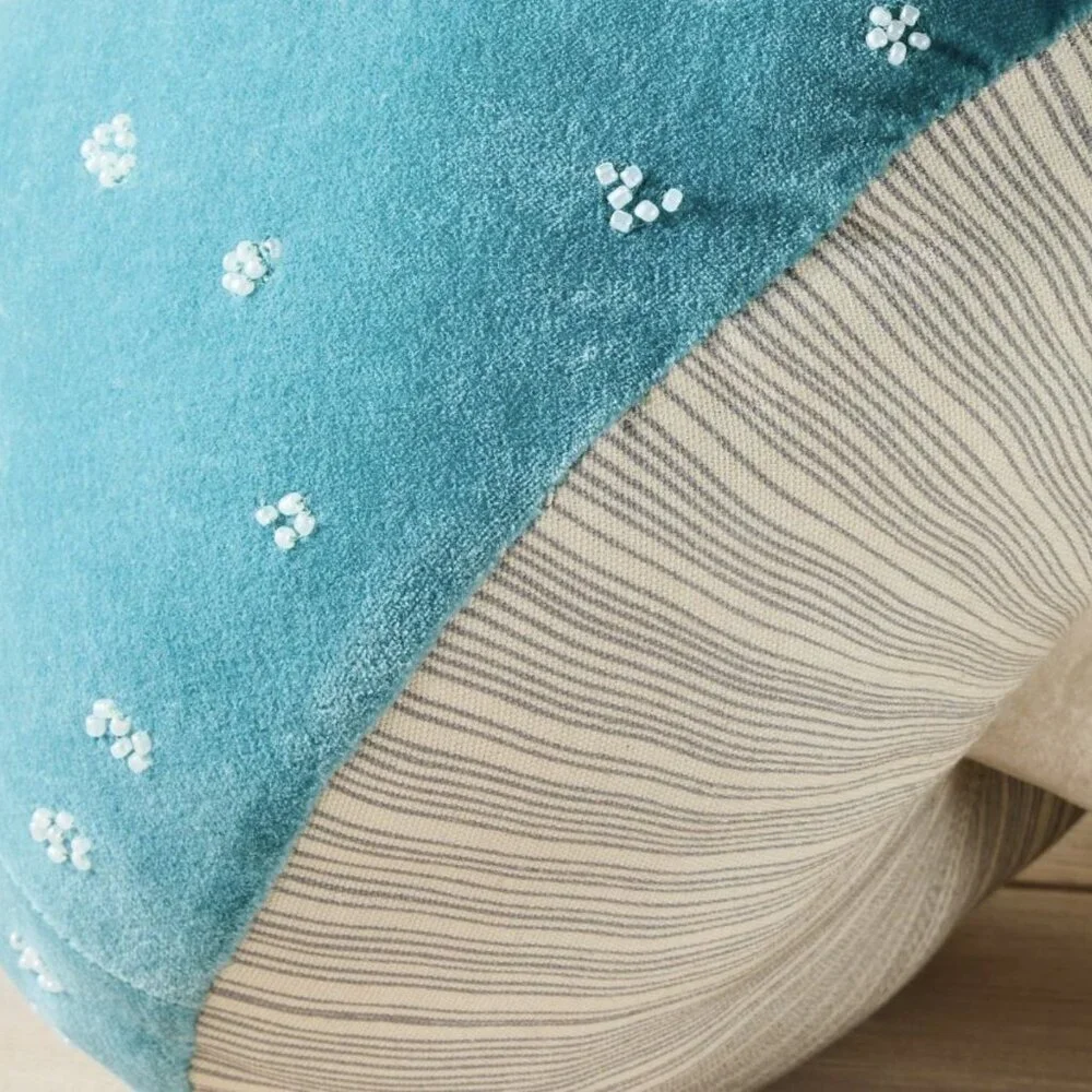 Blue Velvet Beaded Mushroom Novelty Pillow - John Derian for Target - 17
